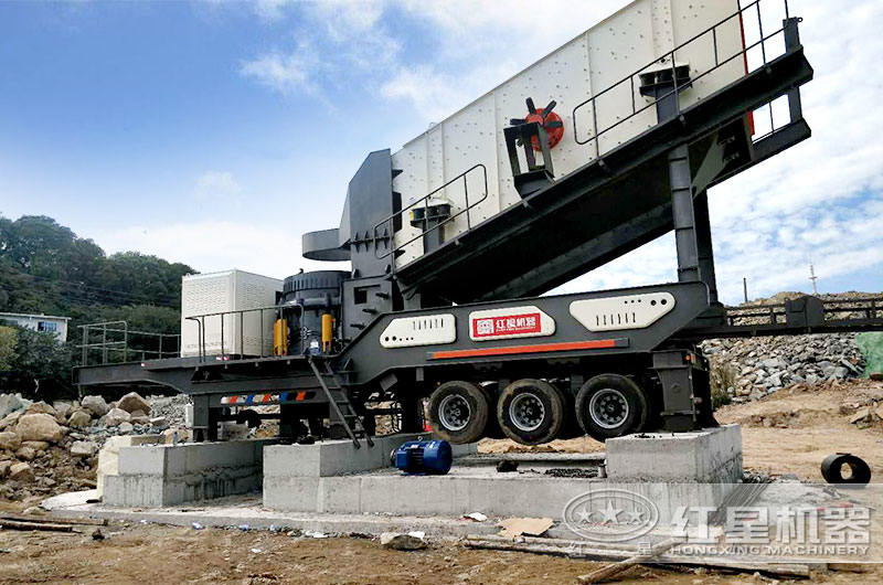 移動式石子破碎生產(chǎn)線，圓錐破+篩分