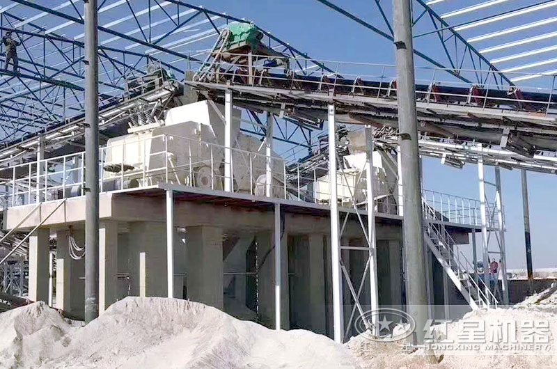 反擊破碎機生產(chǎn)現(xiàn)場，河北大型砂石生產(chǎn)線